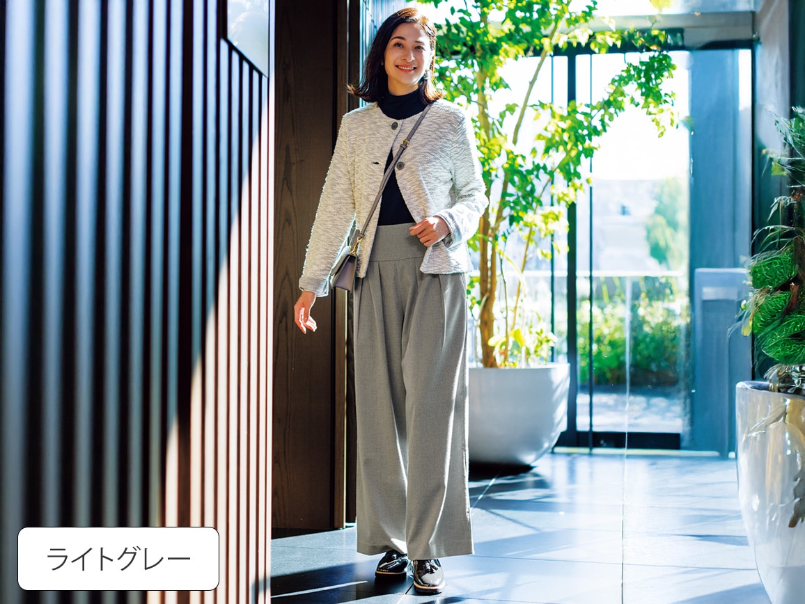 裏起毛ベルトデザインワイドパンツ 裏起毛ベルトデザインワイドパンツ