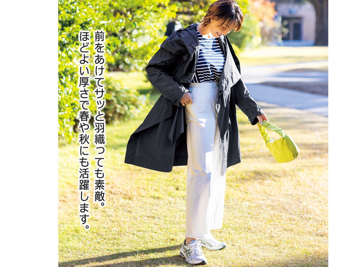 ミチコロンドンコシノ・襟デザインはっ水軽量コート(03_Ｌ 62_ネイビー 