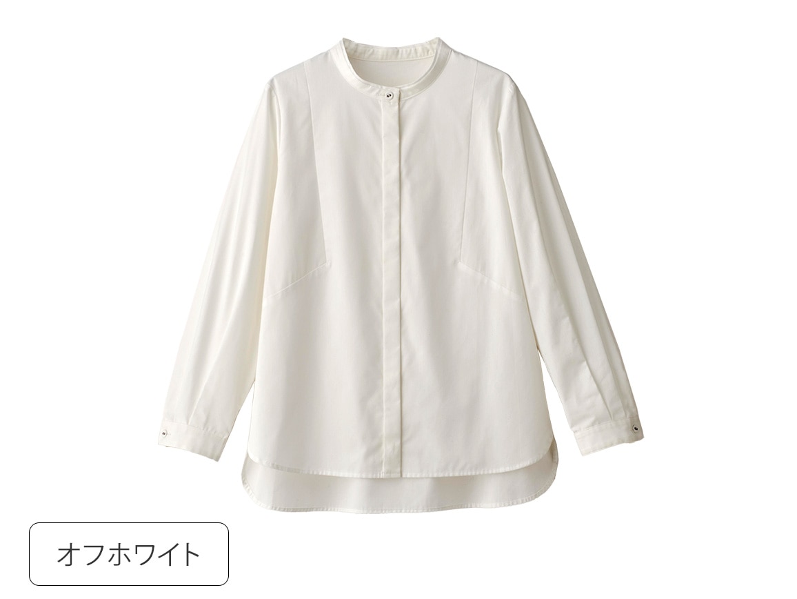 バンドカラー切り替えシャツ（ツインレット（R）糸採用）(01_S