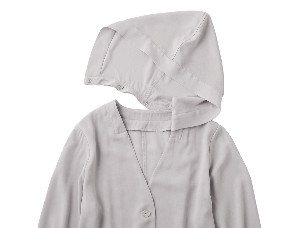 UVカットフードつきノーカラージャケット UVカットフードつきノーカラージャケット