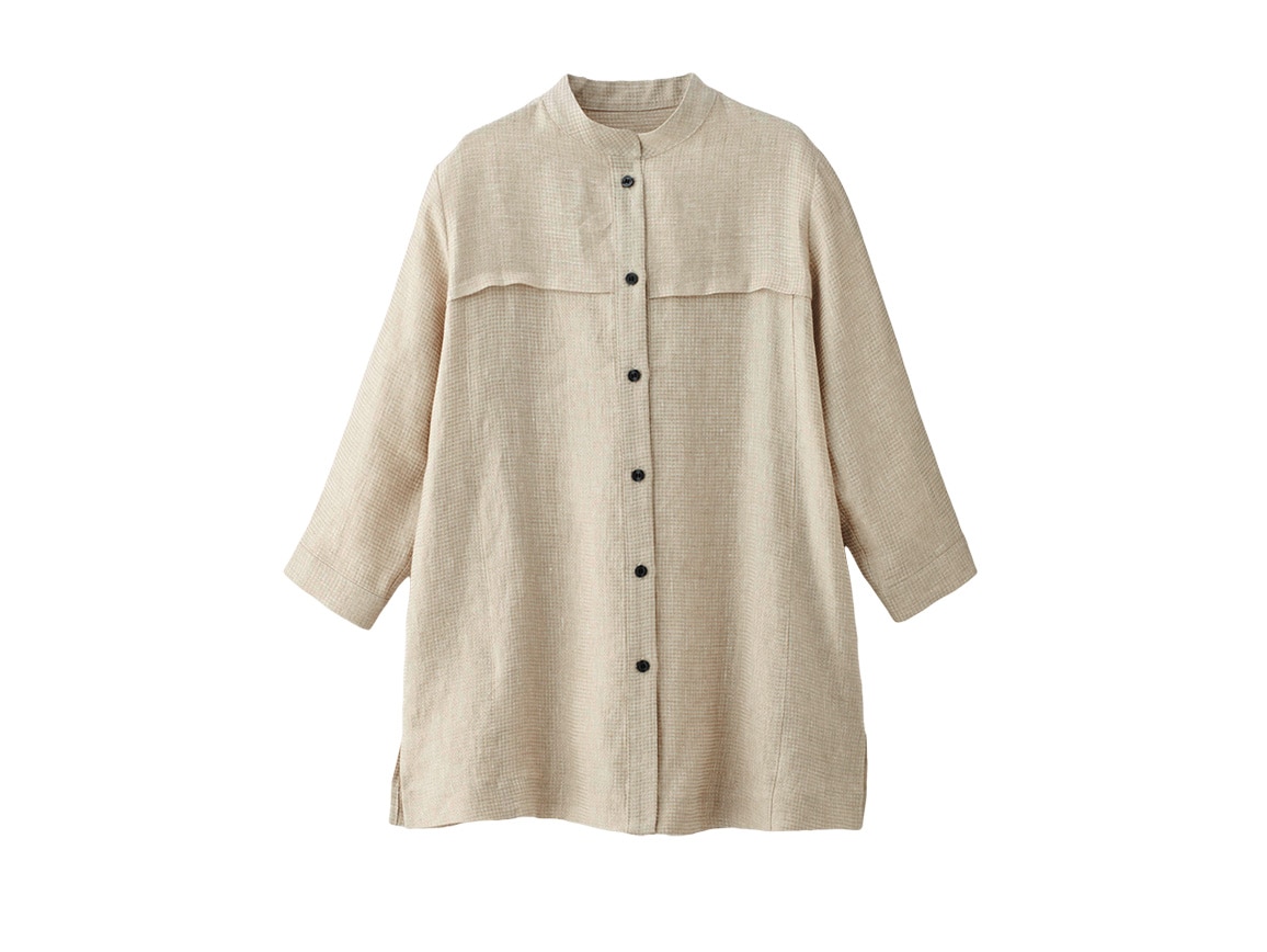 滋賀近江の麻バンドカラーシャツジャケット 滋賀近江の麻バンドカラーシャツジャケット