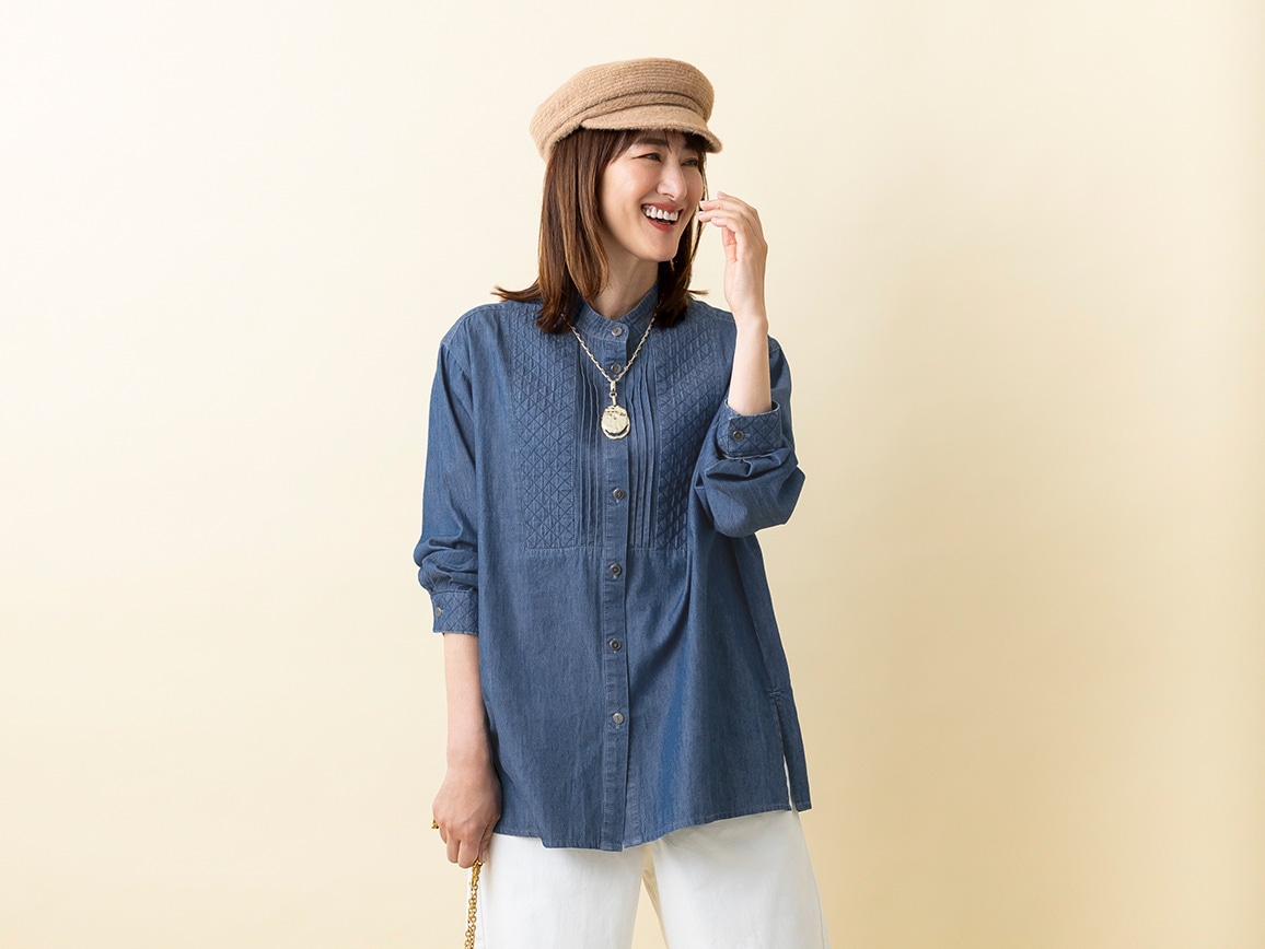 キルトデザインダンガリーシャツ キルトデザインダンガリーシャツ