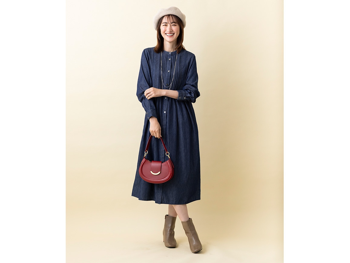 タックデザインダンガリーワンピース タックデザインダンガリーワンピース