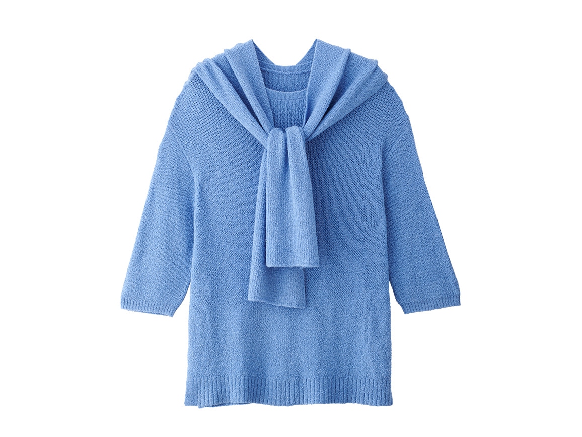 肩掛けストールつき六分袖ニット 肩掛けストールつき六分袖ニット