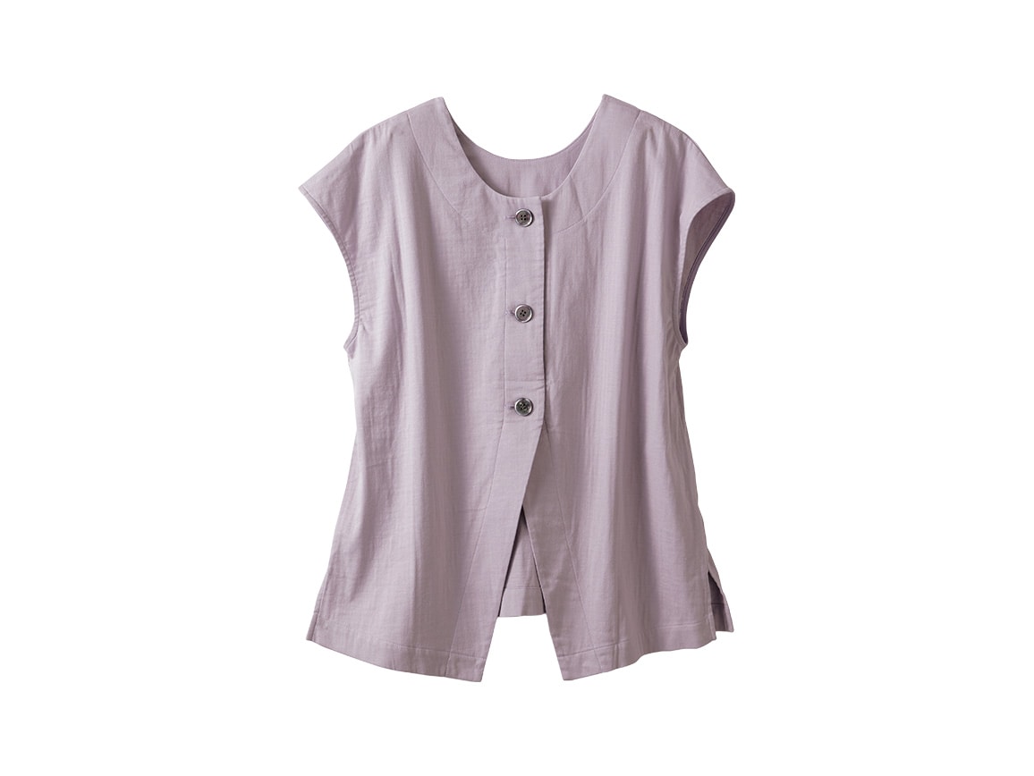 軽やかストレッチWガーゼ 前後で着られる2wayベスト 軽やかストレッチWガーゼ 前後で着られる2wayベスト