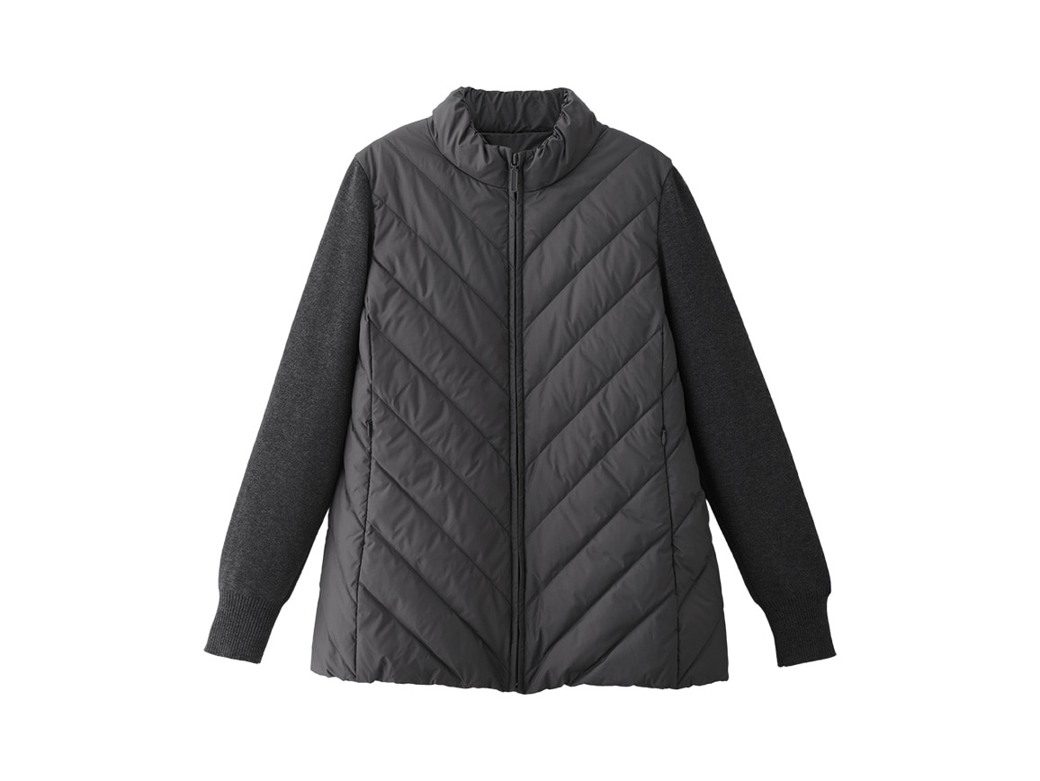 ニット袖ドッキングダウンジャケット ニット袖ドッキングダウンジャケット