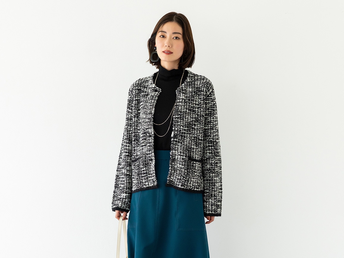 ミックスツイード風ニットジャケット ミックスツイード風ニットジャケット