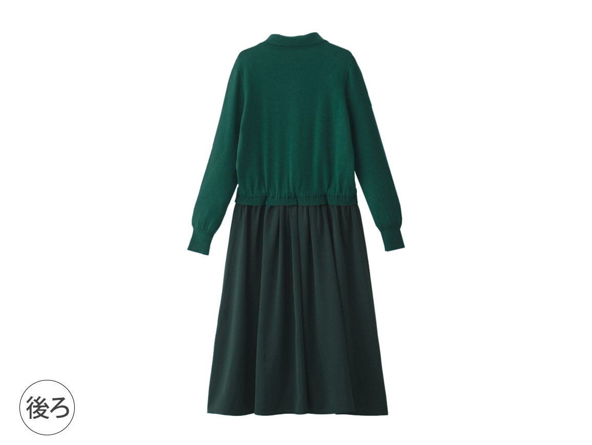 シャツデザインニットドッキングワンピース シャツデザインニットドッキングワンピース