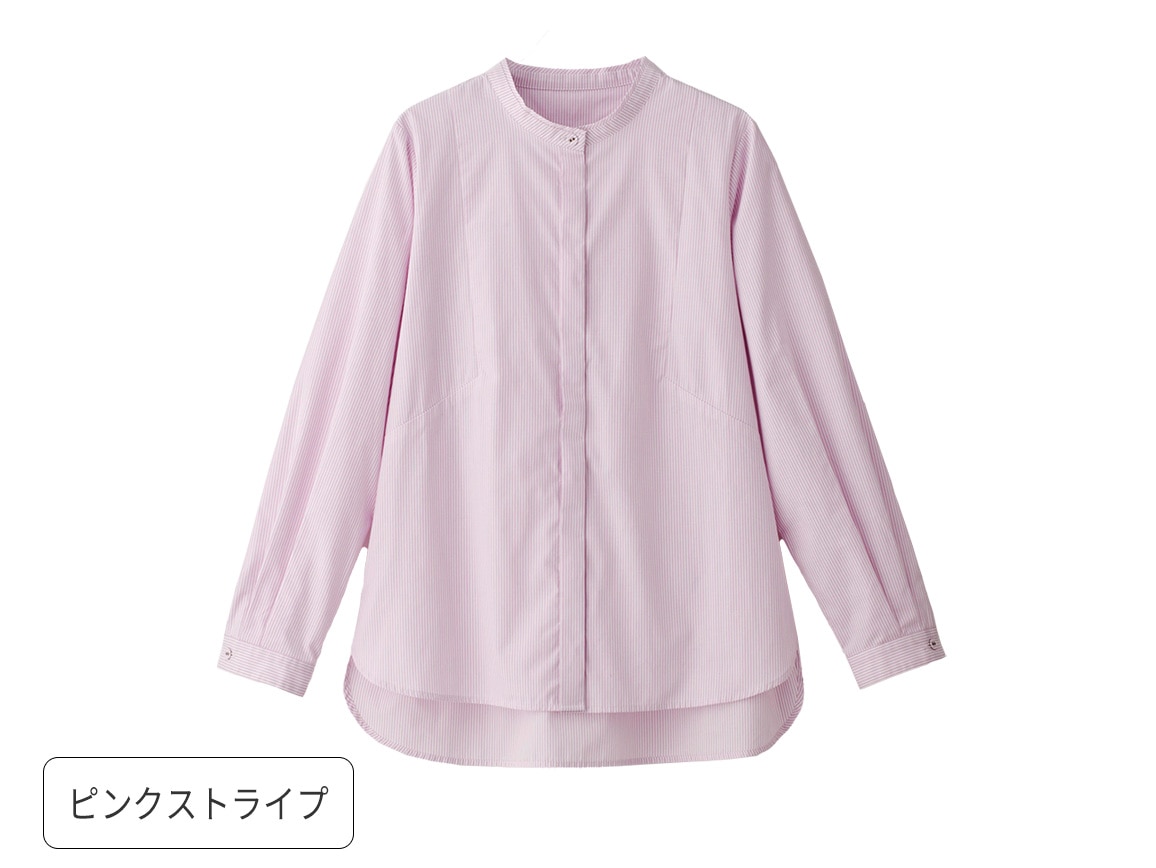 バンドカラー切り替えシャツ（ツインレット（R）糸採用）(01_S