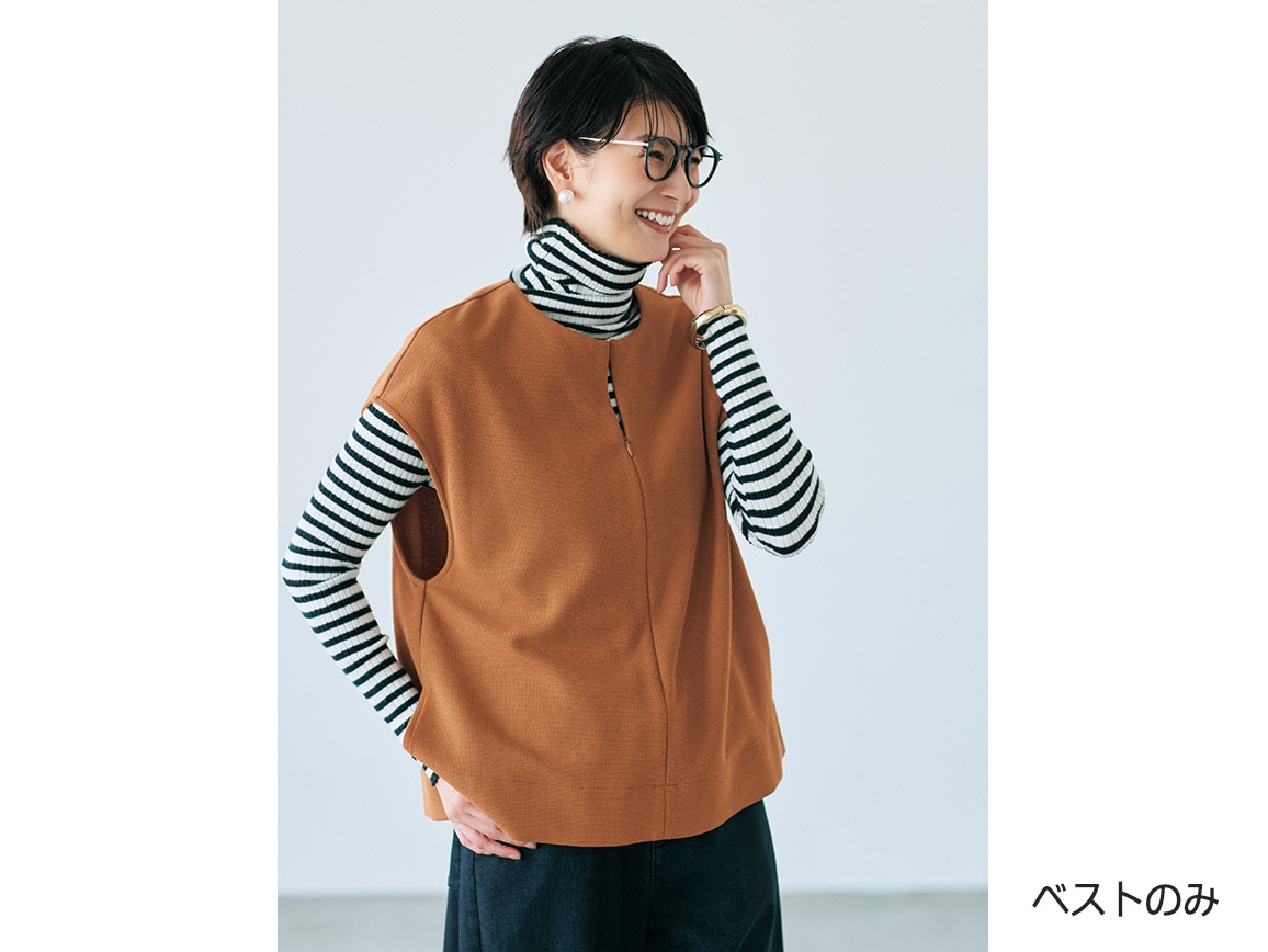 異素材ベスト×シャツワンピースセット 異素材ベスト×シャツワンピースセット
