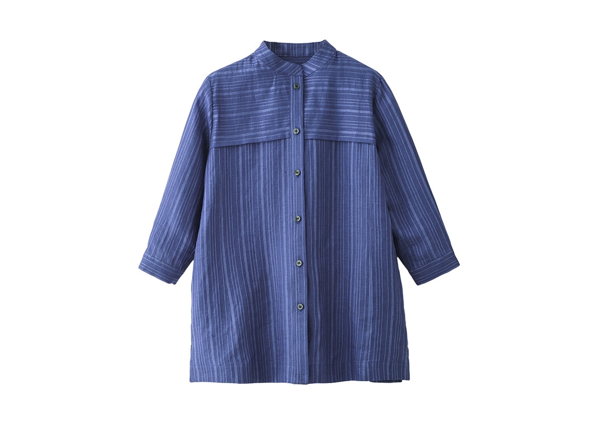 滋賀近江の麻バンドカラーシャツジャケット 滋賀近江の麻バンドカラーシャツジャケット