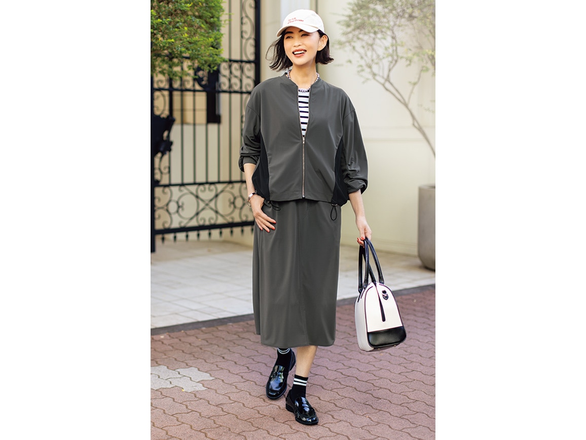 しわになりにくいバイカラーブルゾン しわになりにくいバイカラーブルゾン