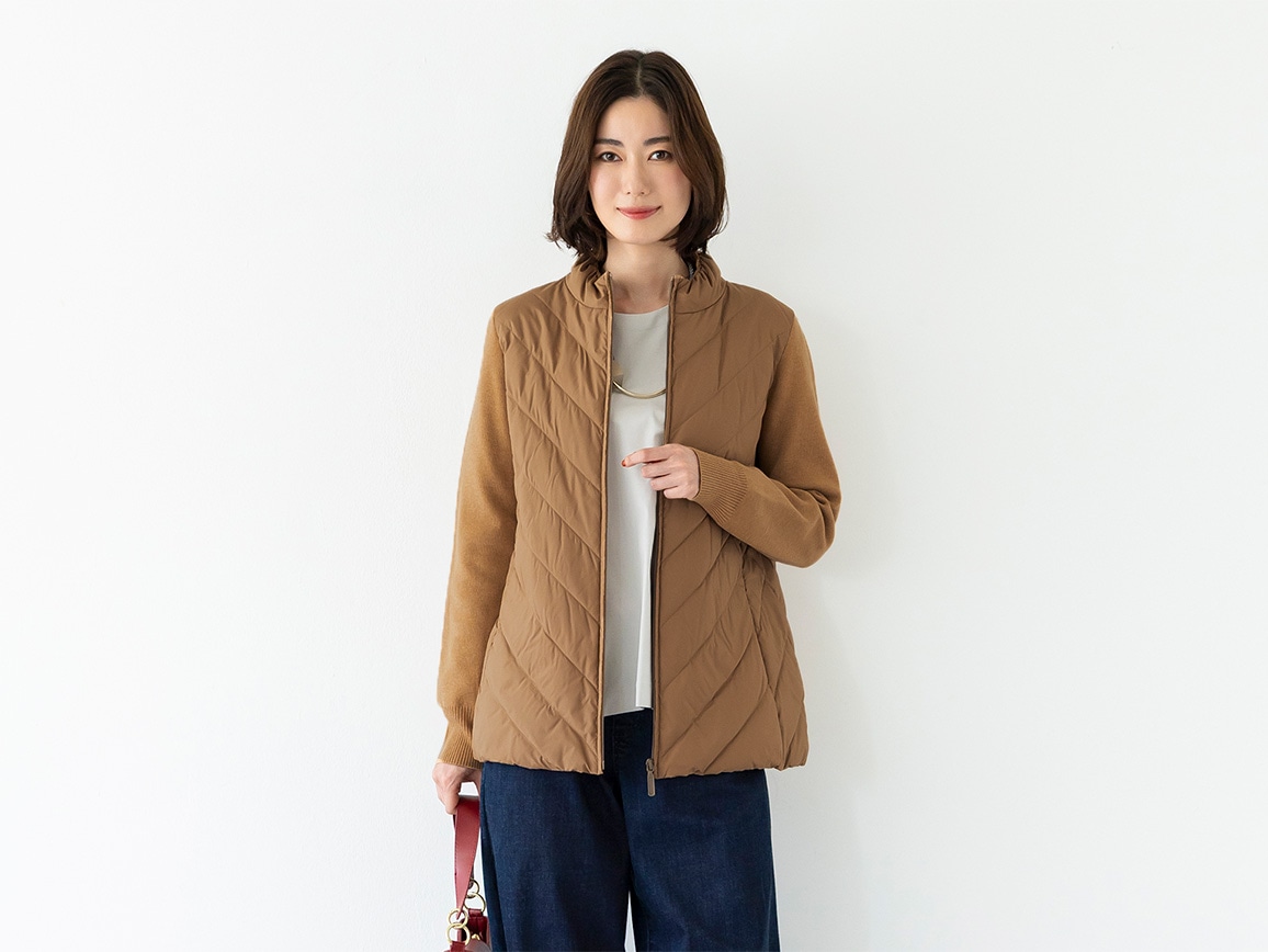ニット袖ドッキングダウンジャケット ニット袖ドッキングダウンジャケット