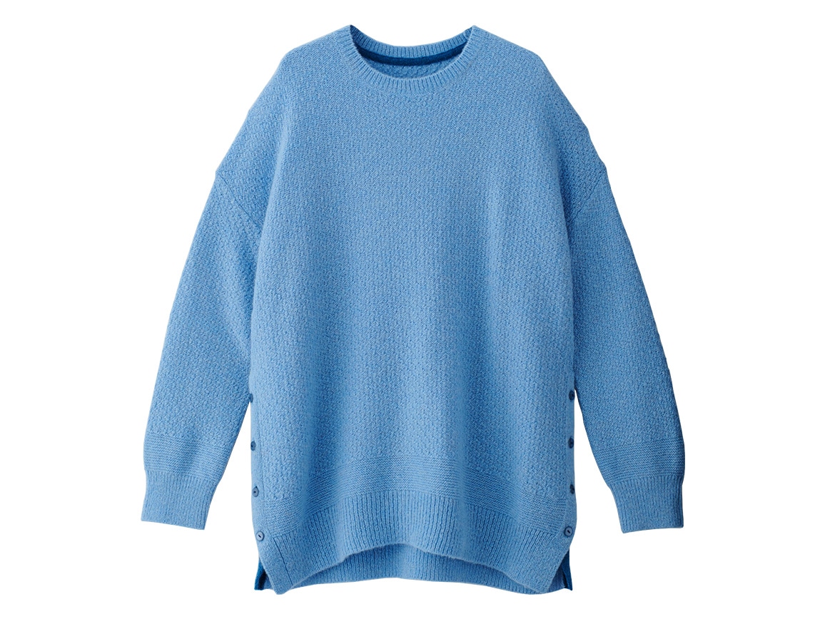 ゆったり編み柄セーター 02 ｍ 66 サックス 公式 ハルメク通販サイト