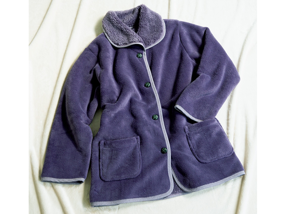 裏ボアホームカーディガン 04 ｌｌ 65 グレイッシュパープル 公式 ハルメク通販サイト