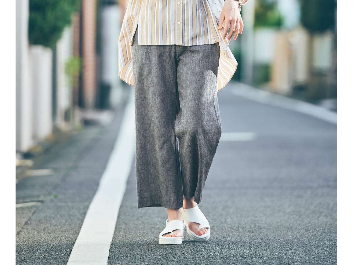 高島ちぢみ　涼やかセミワイドパンツ