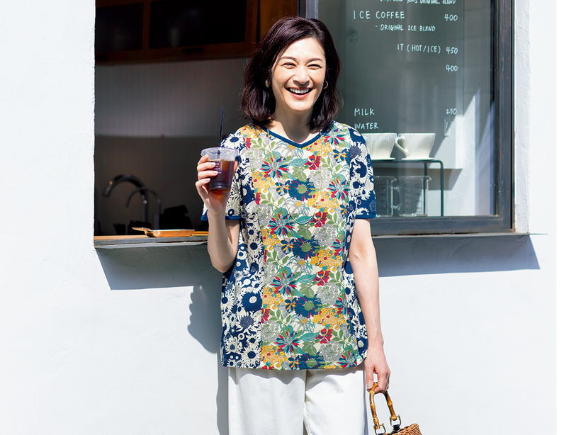 【免税】新品　リバティ　パジャマ　M高級スムース綿縦柄　茶系　薄地日本製伸縮性 ルームウェア・パジャマ