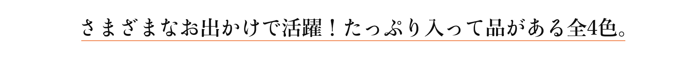 さまざまなお出かけで活躍!たっぷり入って品がある全4色。
