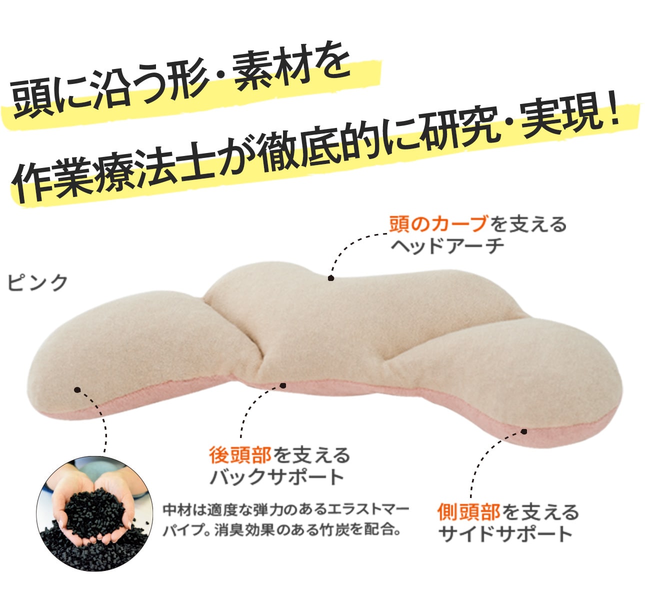 頭に沿う形・素材を作業療法士が徹底的に研究・実現