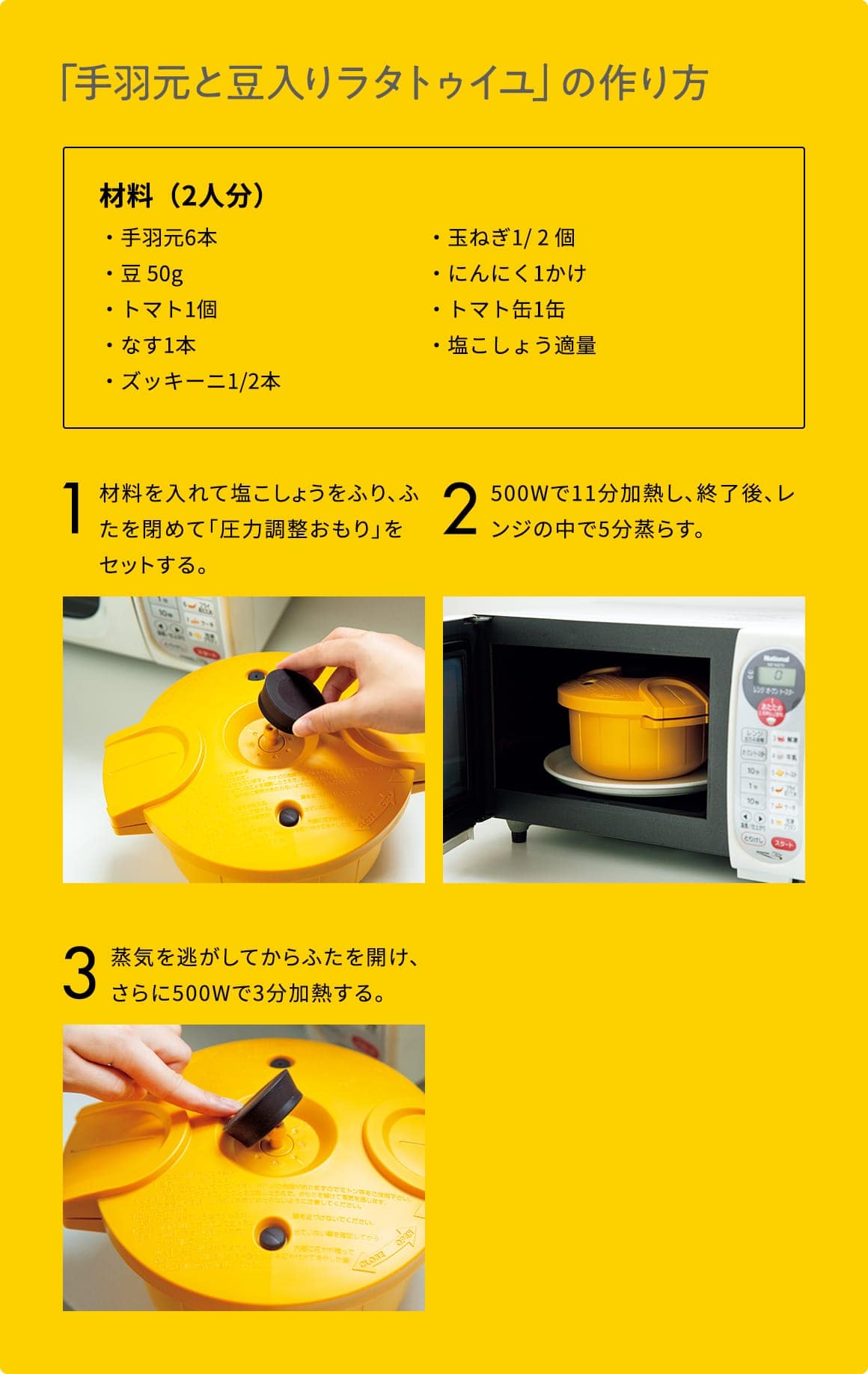 「手羽元と豆入りラタトゥイユ」の作り方