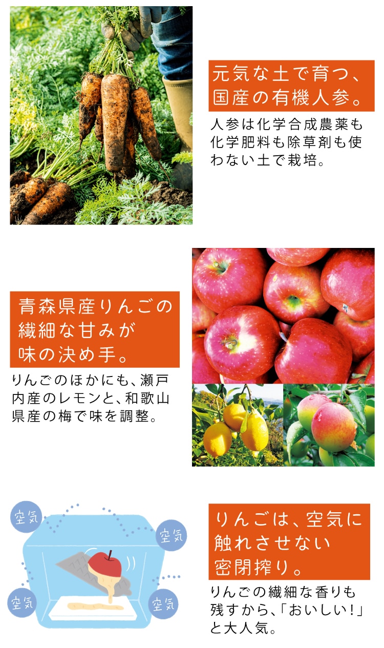 元気な土で育つ、国産の有機人参。