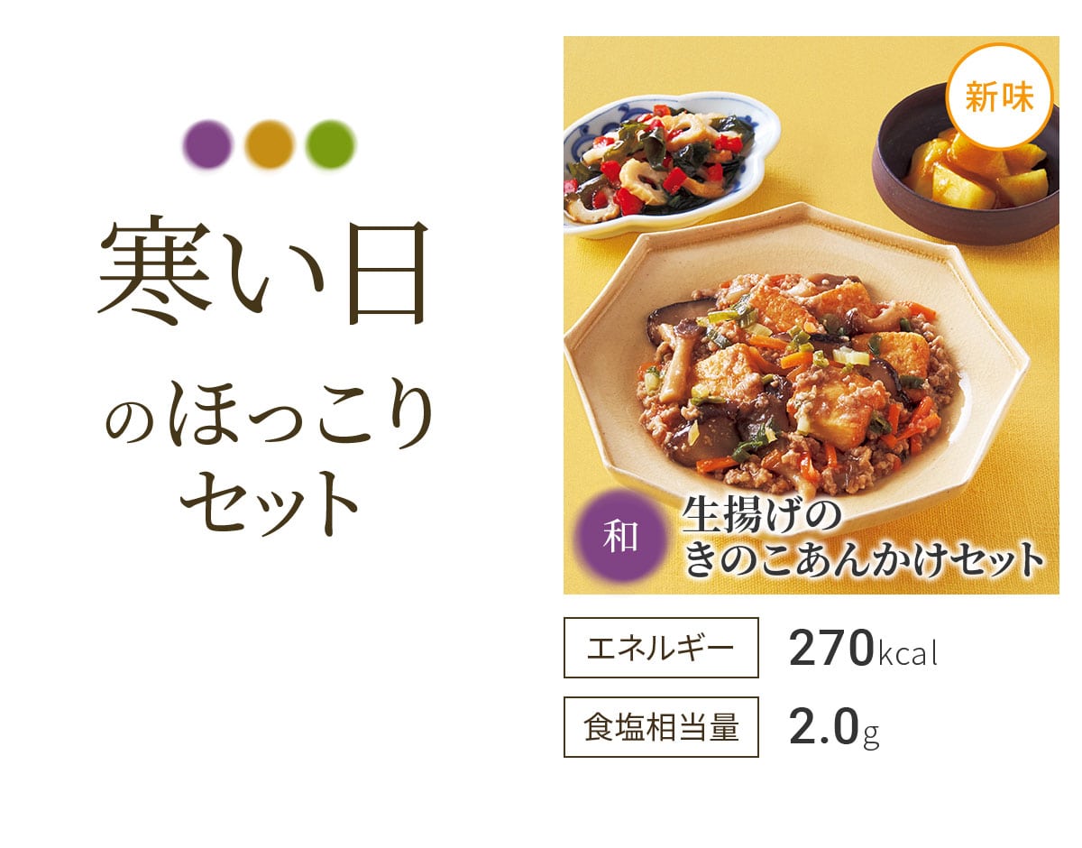 寒い日のほっこりセット 生揚げのきのこあんかけセット