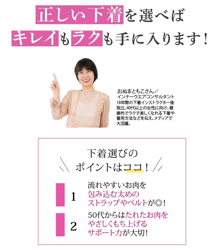 正しい下着を選べばキレイもラクに手に入ります