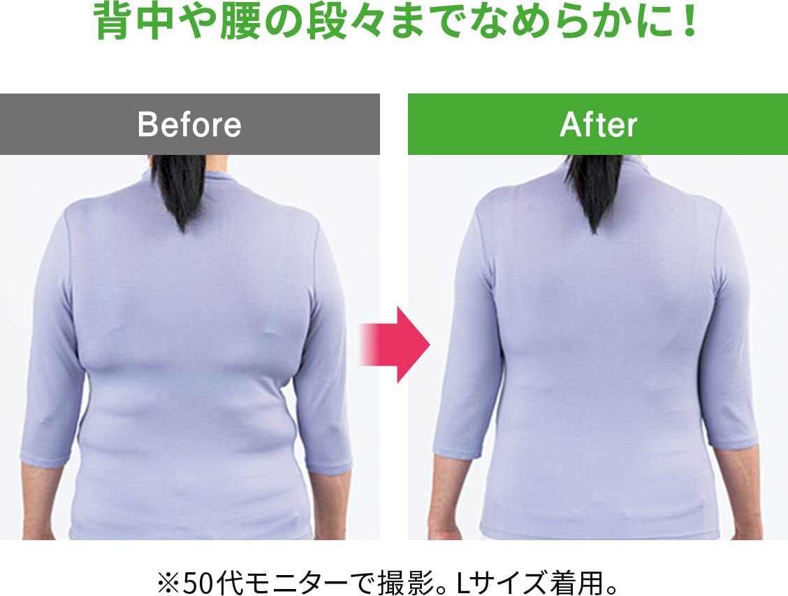 背中や腰の段々までなめらかに!