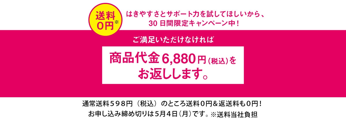 �͂��₷���ƃT�|�[�g�͂������Ăق�������A30���Ԍ���L�����y�[�����I