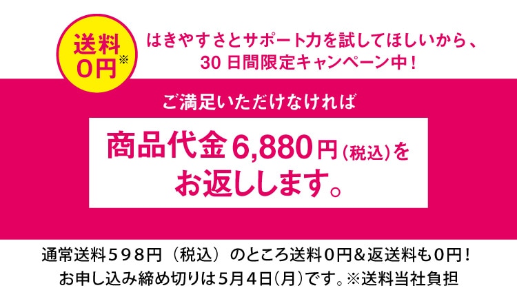 �͂��₷���ƃT�|�[�g�͂������Ăق�������A30���Ԍ���L�����y�[�����I