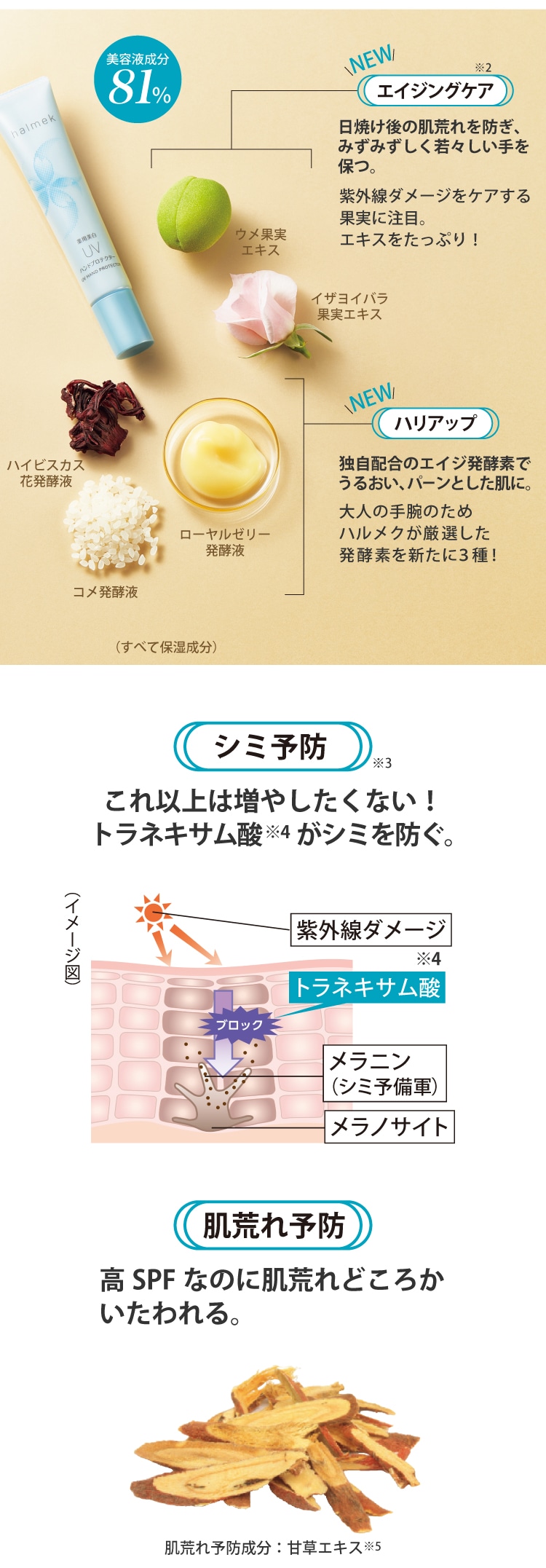 悩みを隠すだけじゃない。スキンケア力もアップ!つけるたび手腕がキレイになる。