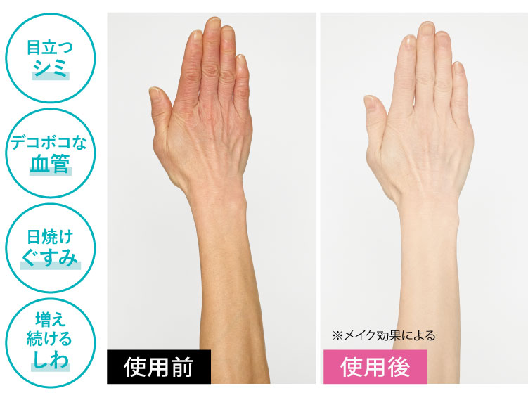 サッとひとぬりするだけ。白くなめらかな手腕に!