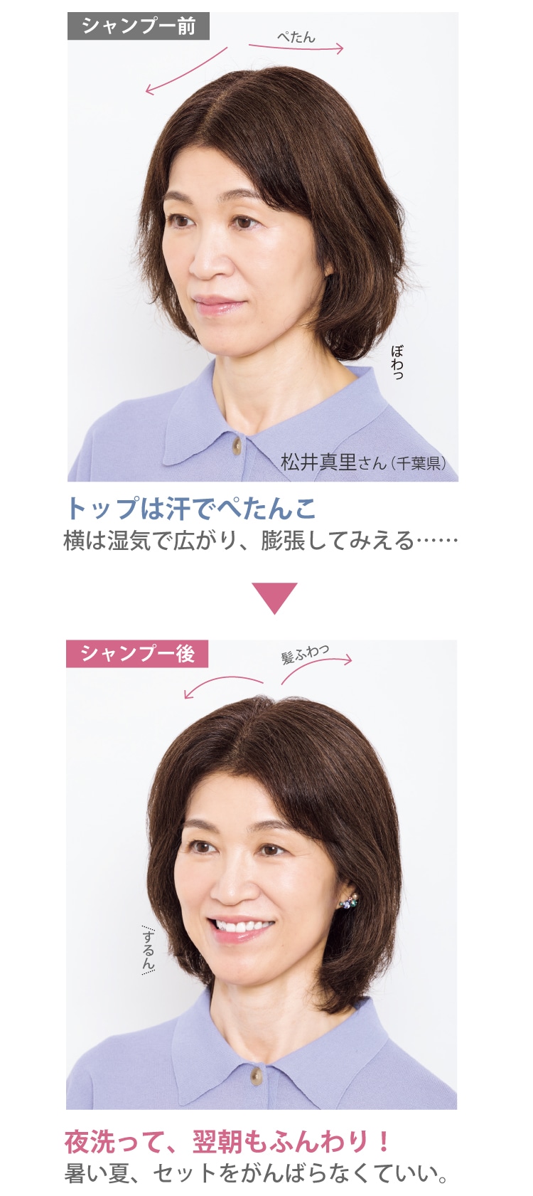 シャンプー前後