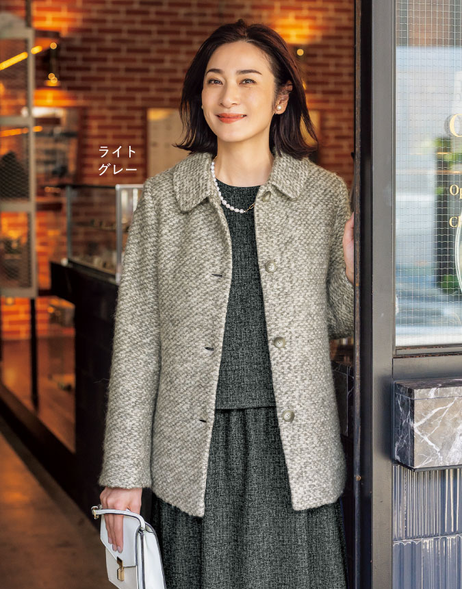 襟もと2WAYスライバーニットジャケット