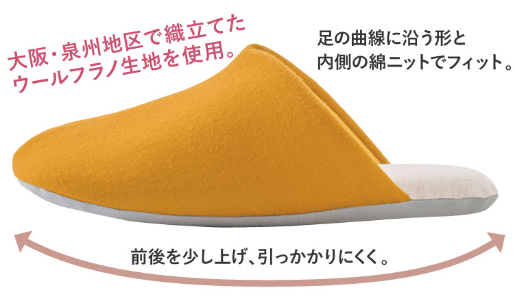 前後を少し上げ、引っかかりにくく。