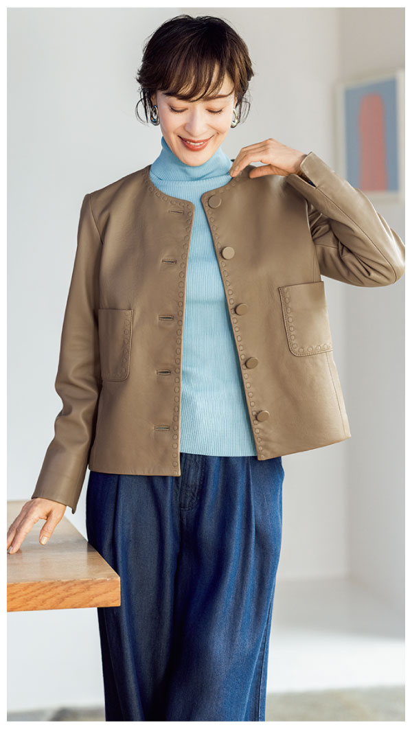 49AV.ジュンコシマダ・ステッチデザインレザージャケット