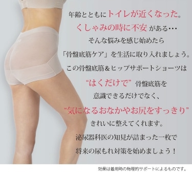 体のかなめともいえる「骨盤底筋」。はくだけで気になるおなかやお尻をすっきりきれいに整えます。