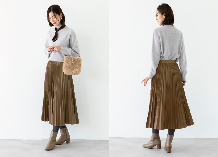 合皮プリーツスカート