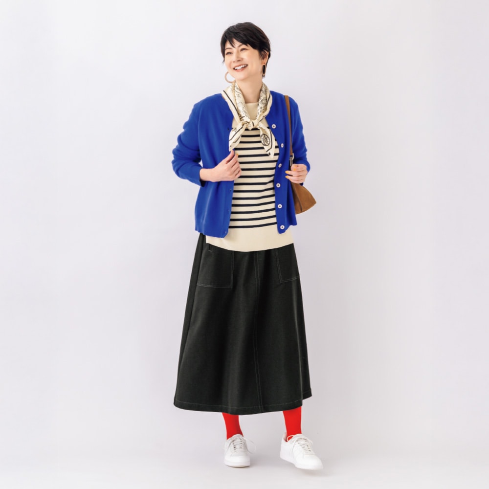 ステッチデザイン台形スカート