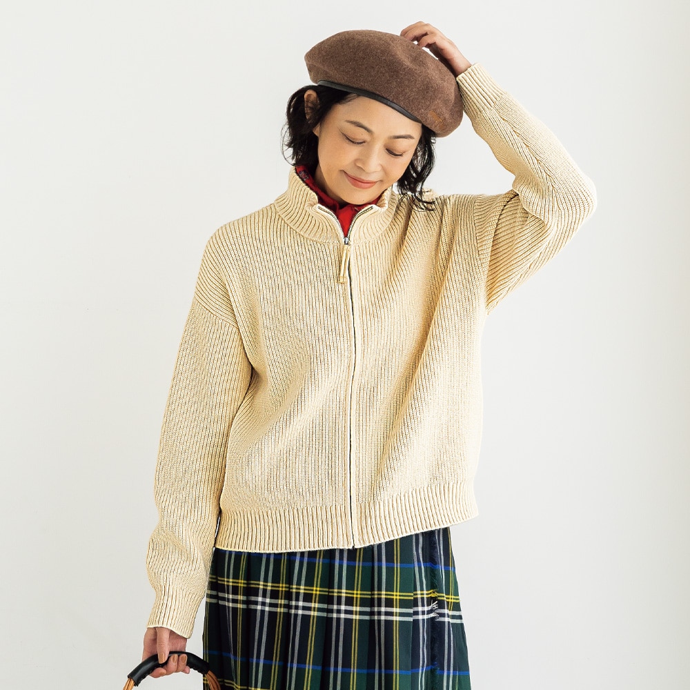 スタンドネックジップカーディガン