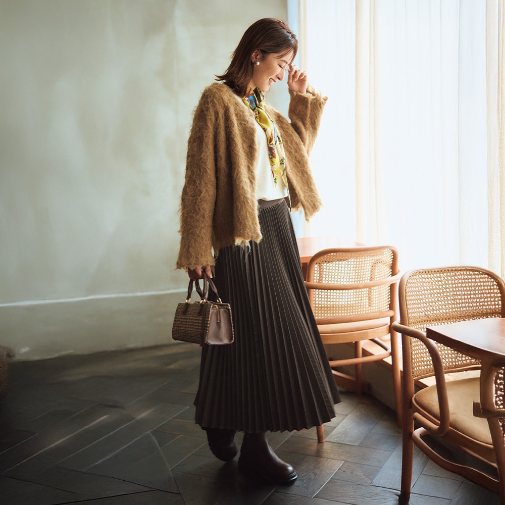 合皮プリーツスカート