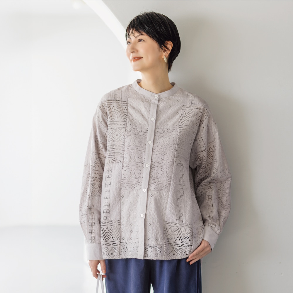 パッチワークレースブラウス