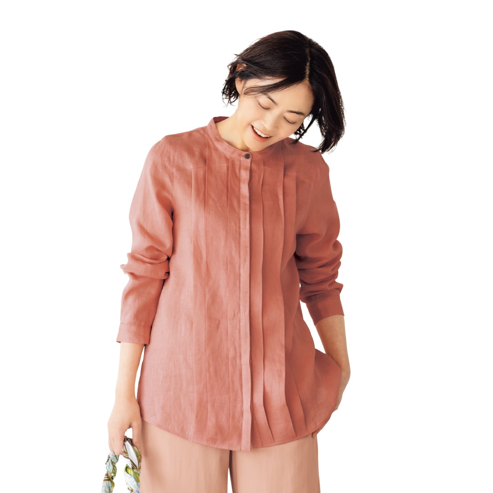 タックデザインリネンブラウス