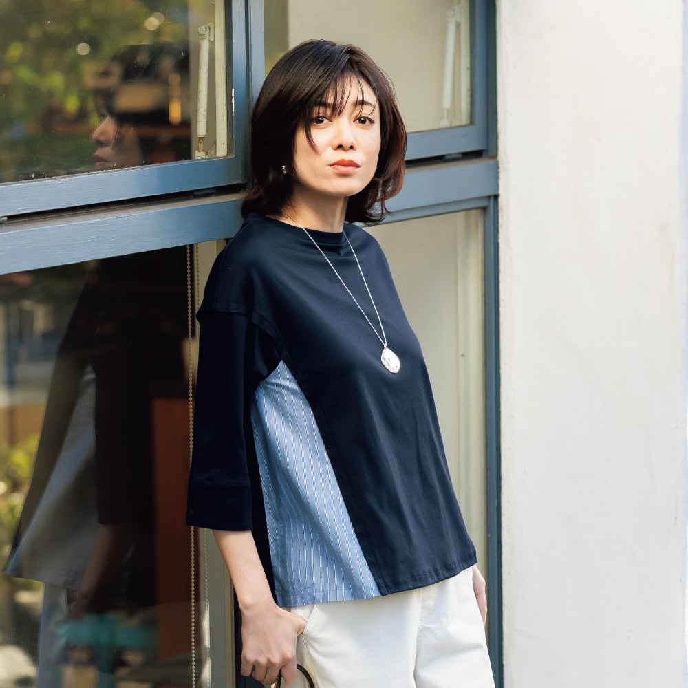 ストライプ使いデザインプルオーバー