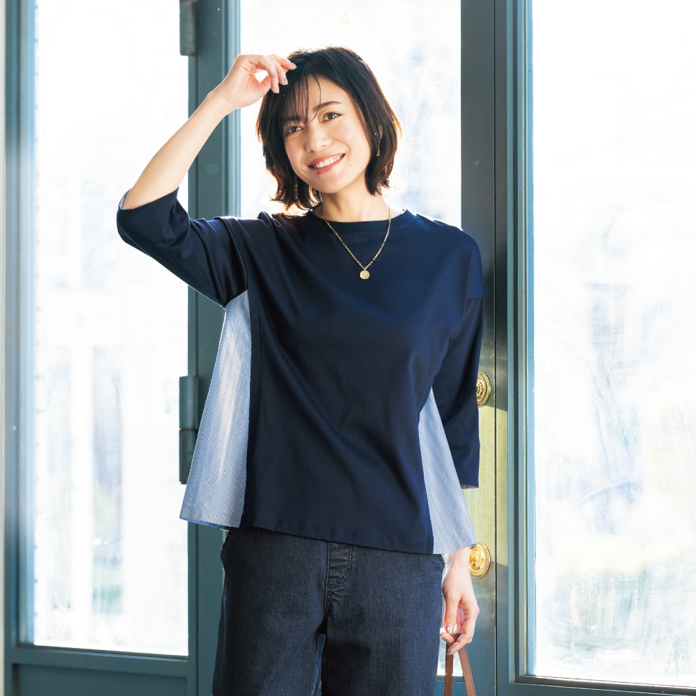 ストライプ使いデザインプルオーバー