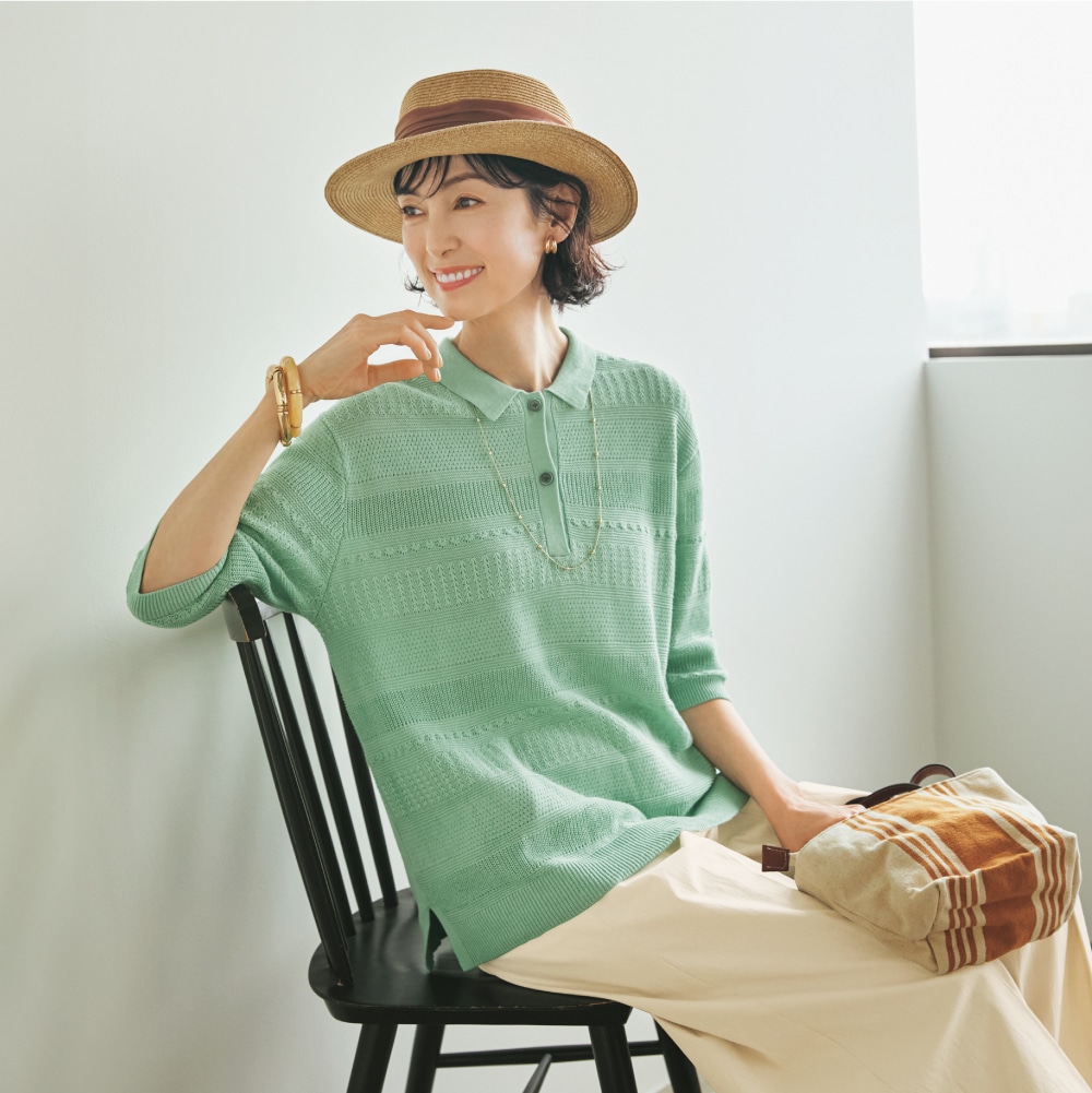 柄編みポロニット