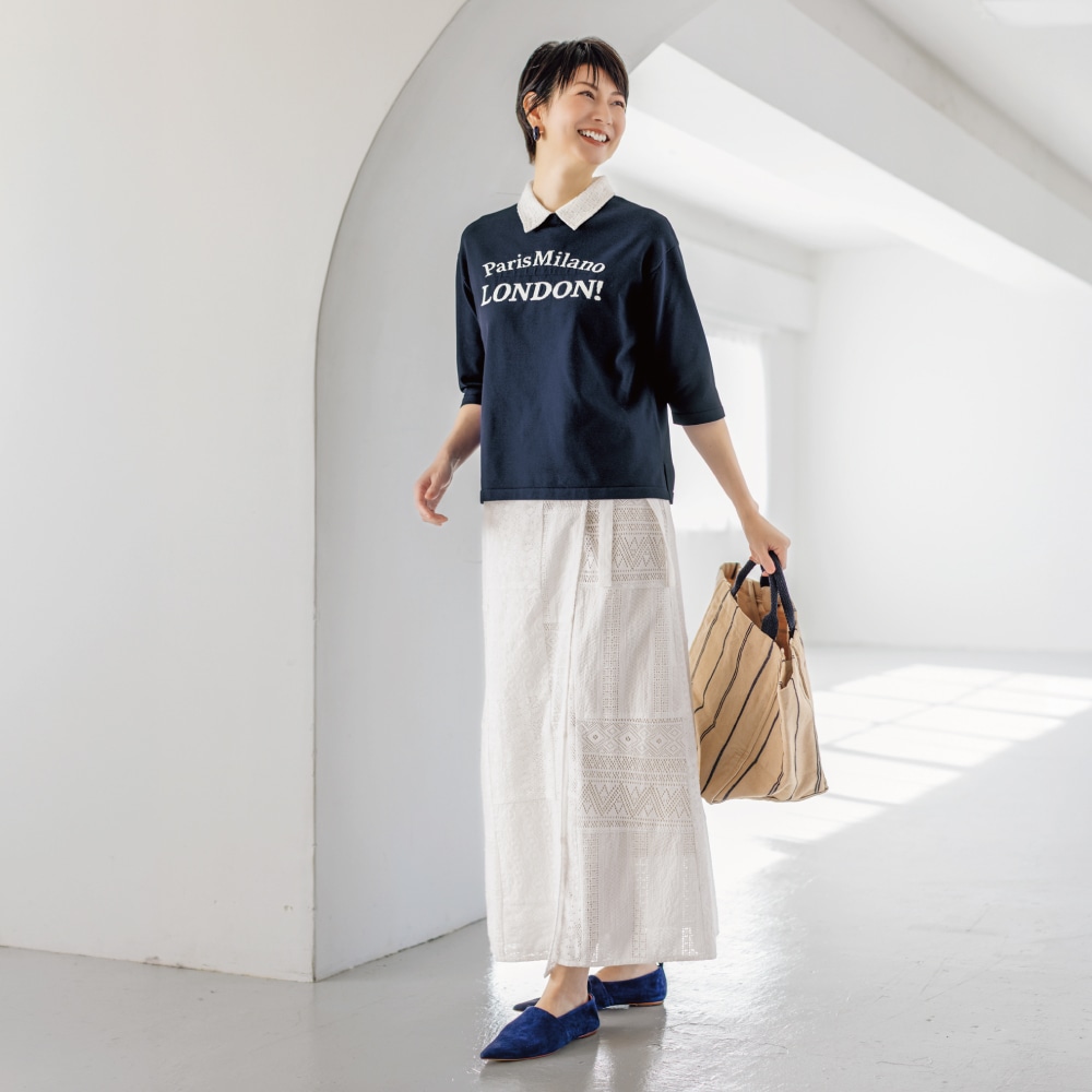 パッチワークレース巻きスカート