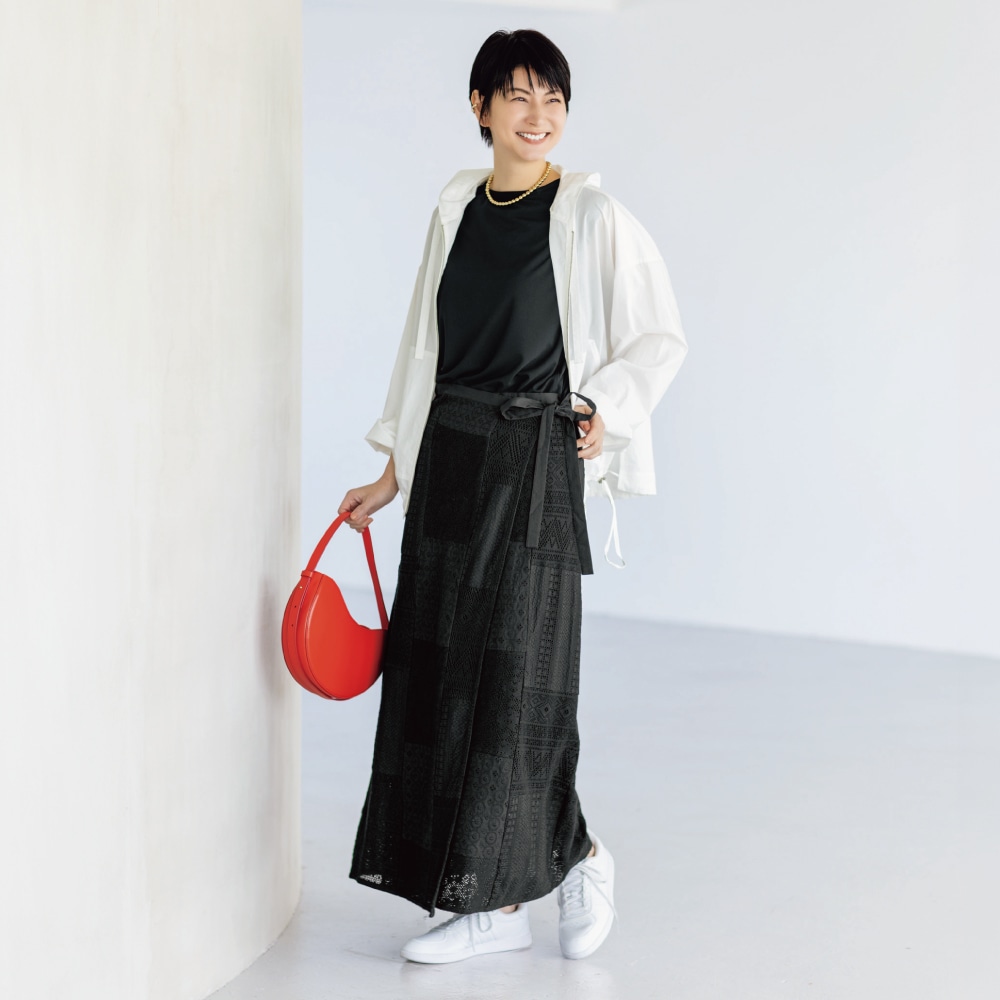 パッチワークレース巻きスカート