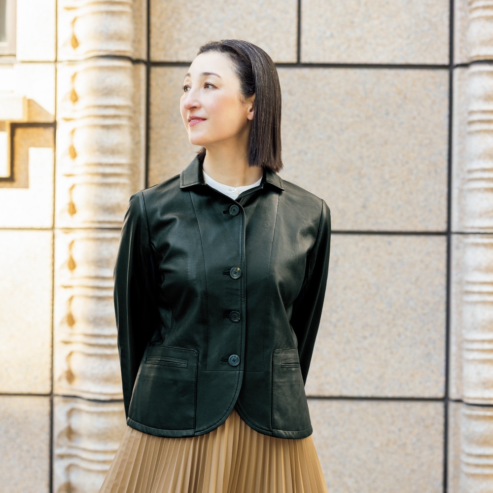 ミチコロンドンコシノ・ドッキングレザージャケット