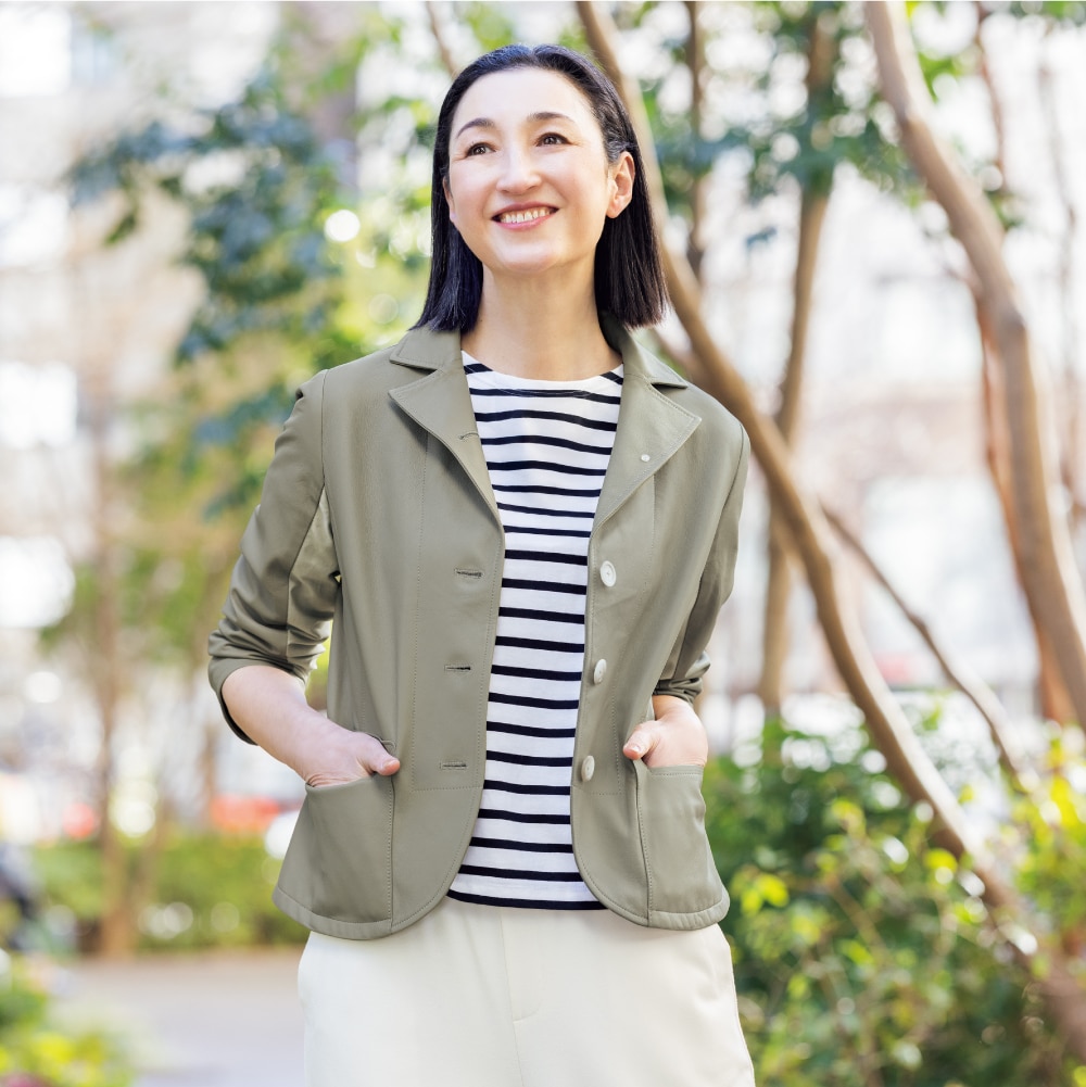 ミチコロンドンコシノ・ドッキングレザージャケット